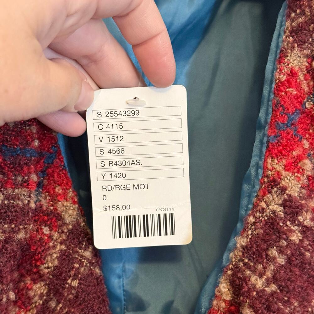 Anthropologie Tabitha Moretown Plaid Wool Jacket  Size 0 Red Casual Workwear NWT - Picture 8 of 8